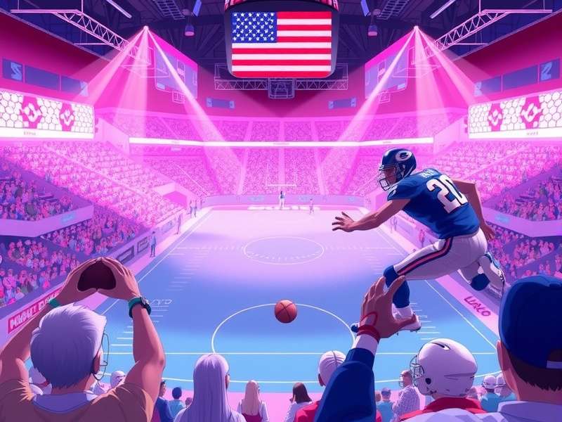 Futuristic virtual arena with neon lights, depicting The Finals Game environment